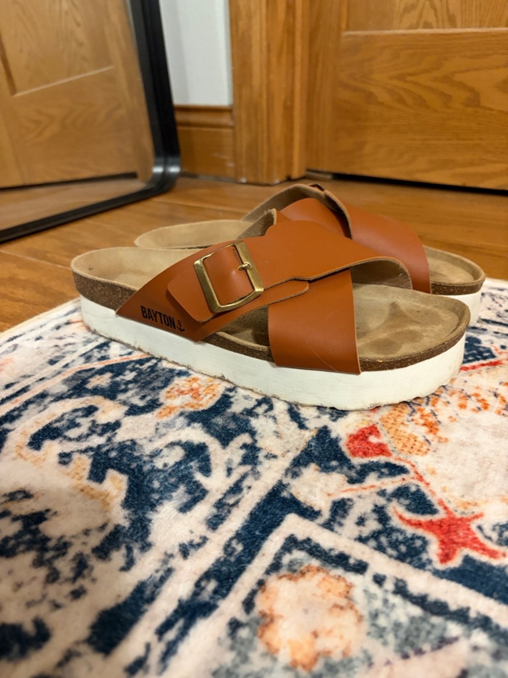 Birkenstock Women's Brown Crisscross Platform Sandals